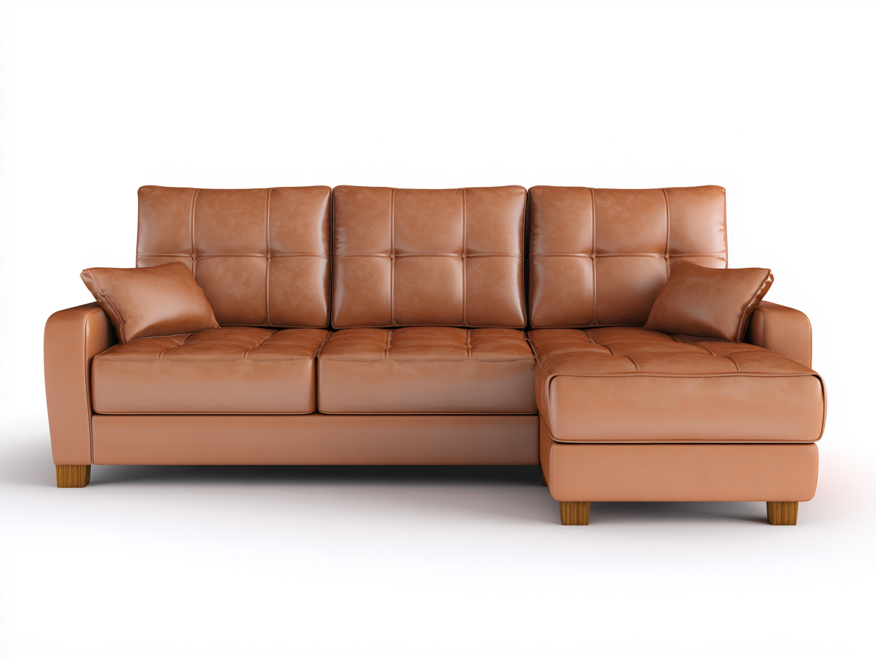 Canapé d'angle - Similicuir-Bois - 260x162x88 cm - Marron caramel - Moderne-Tadorzahome