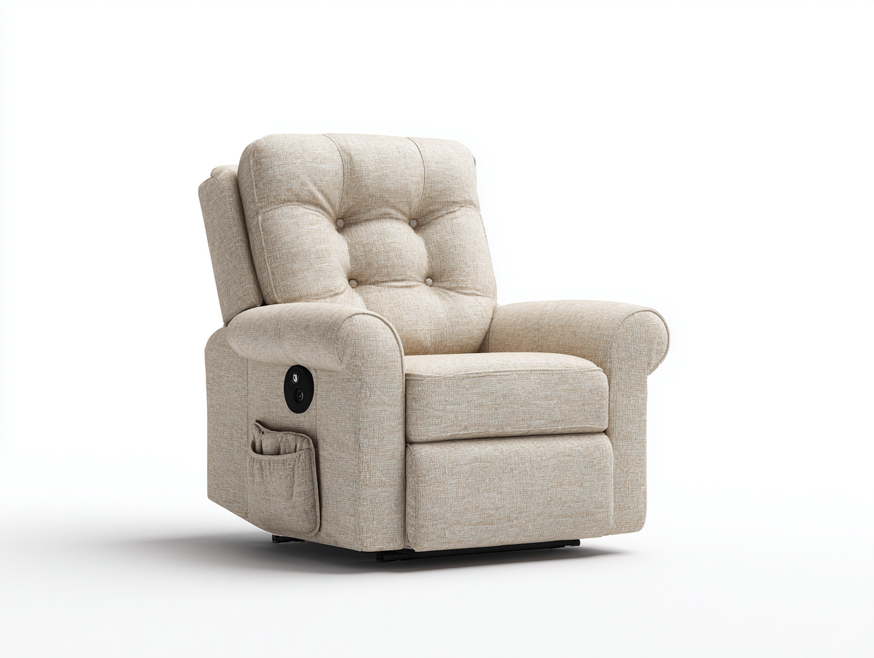 Fauteuil relax - tissu texturé - 100x87x102 cm - beige clair - classique-Tadorzahome