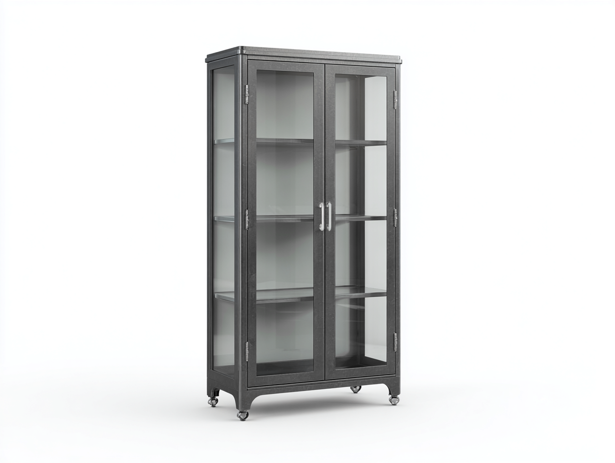 Vitrine - métal-verre - 86x38x192 cm - gris anthracite - style industriel-Tadorzahome