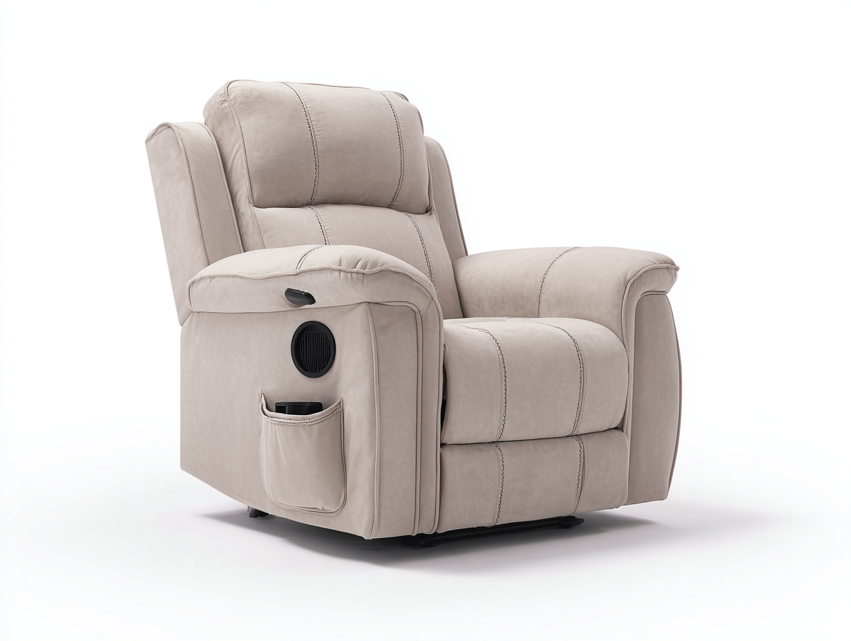 Fauteuil relax - tissu effet daim - 104x90x105 cm - beige - classique-Tadorzahome