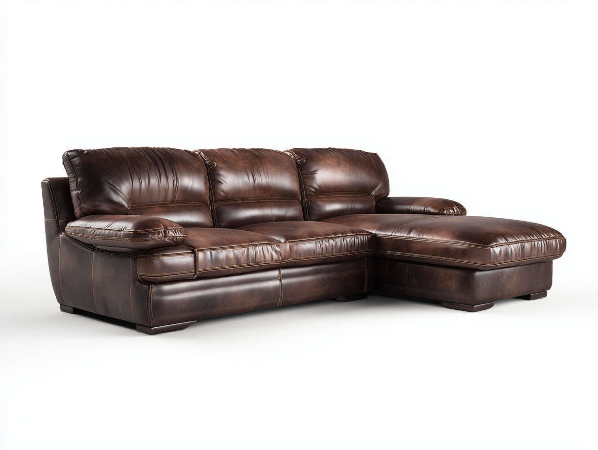 Canapé d'angle - Cuir synthétique - 268x172x86 cm - Brun foncé - Style contemporain-Tadorzahome