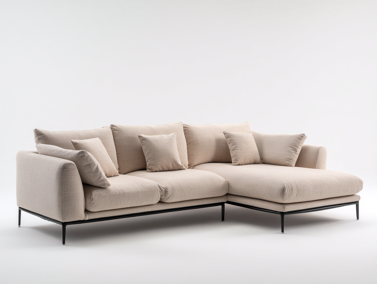 Canapé d'angle - tissu - métal - 264 x 166 x 81 cm - beige - style moderne-Tadorzahome