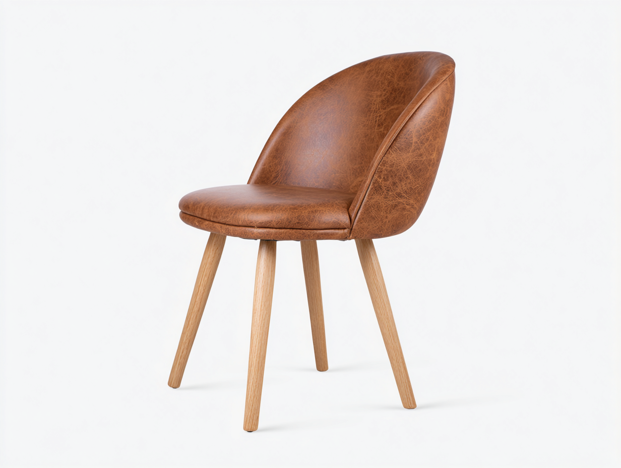 Chaise de salle à manger - Similicuir-Bois - 56x57x82 cm - Marron cognac-Bois naturel - Vintage-Tadorzahome