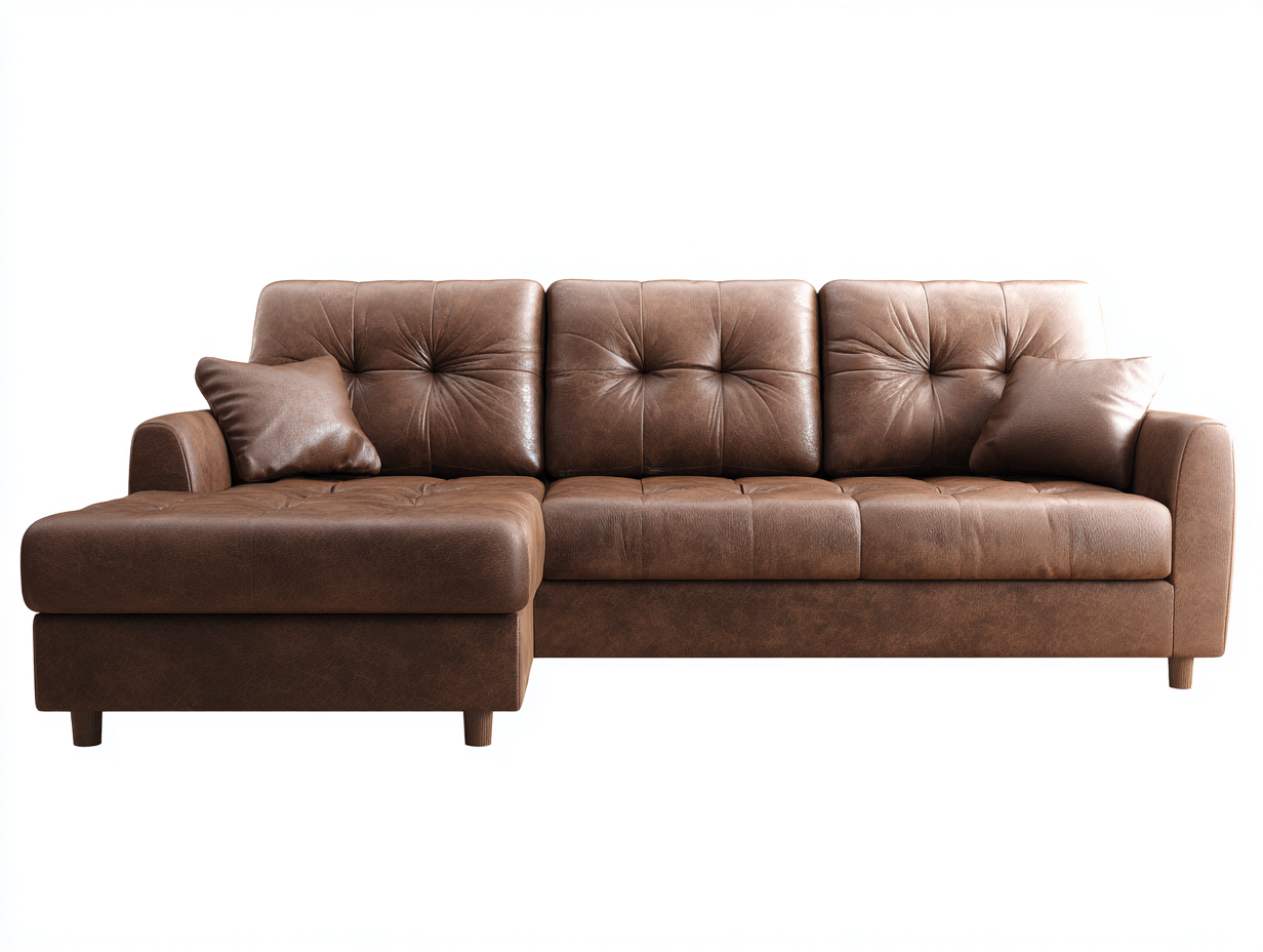 Canapé d'angle - Similicuir-Bois - 272x165x87 cm - Brun tabac - Classique-Tadorzahome