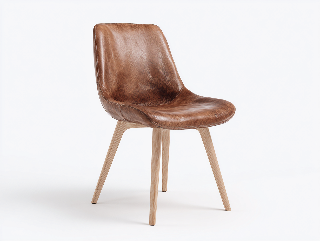 Chaise de salle à manger - similicuir - bois - 54x51x85 cm - marron-bois naturel - style vintage contemporain-Tadorzahome
