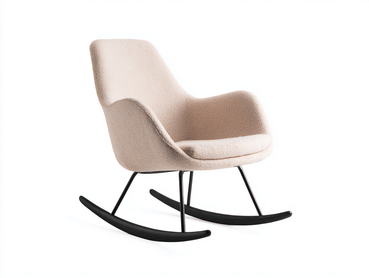 Fauteuil à bascule - tissu - métal - 81 x 74 x 89 cm - beige-noir - style moderne-Tadorzahome