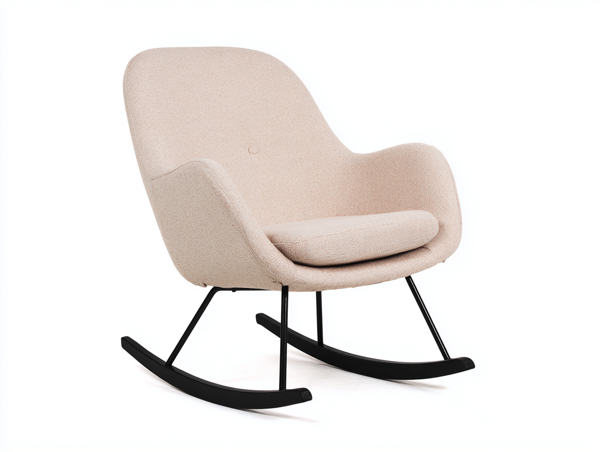 Fauteuil à bascule - tissu - métal - 79 x 73 x 88 cm - beige-noir - style moderne-Tadorzahome