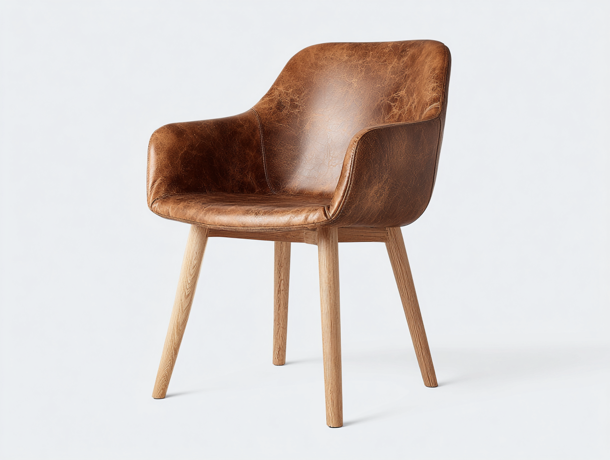 Chaise de salle à manger - Similicuir-Bois - 60x58x82 cm - Brun vieilli-Bois clair - Vintage-Tadorzahome