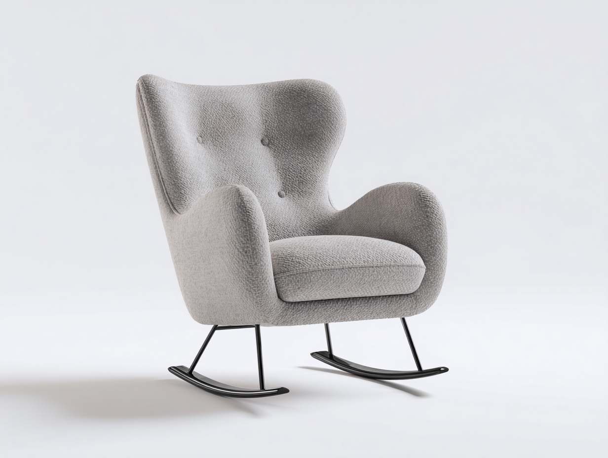 Fauteuil à bascule - tissu - métal - 88 x 82 x 102 cm - gris clair-noir - style moderne-Tadorzahome
