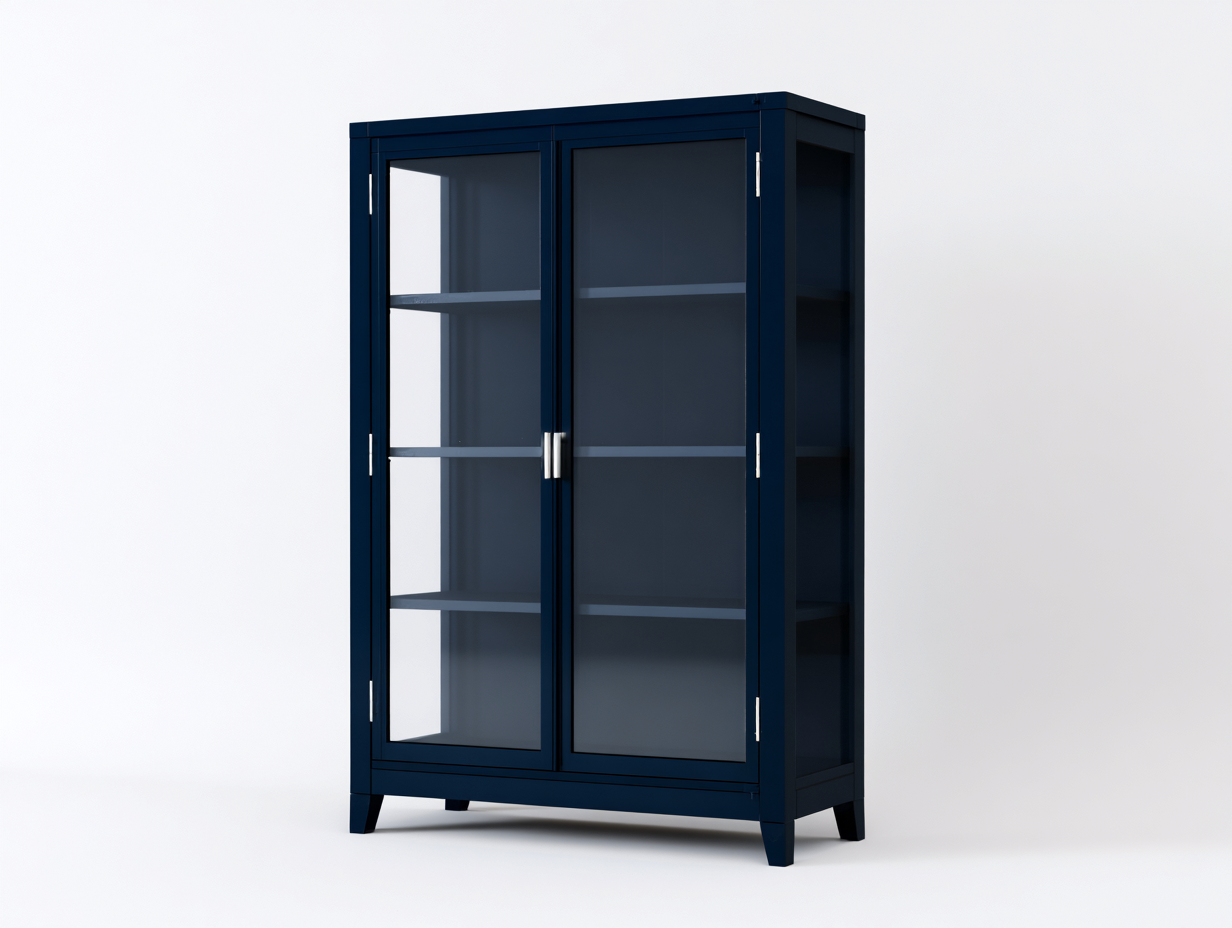 Vitrinen Metall und Glas 90x40x160 cm - Dunkelblau - moderner Stauraum für Wohnzimmer-Fanaaliving