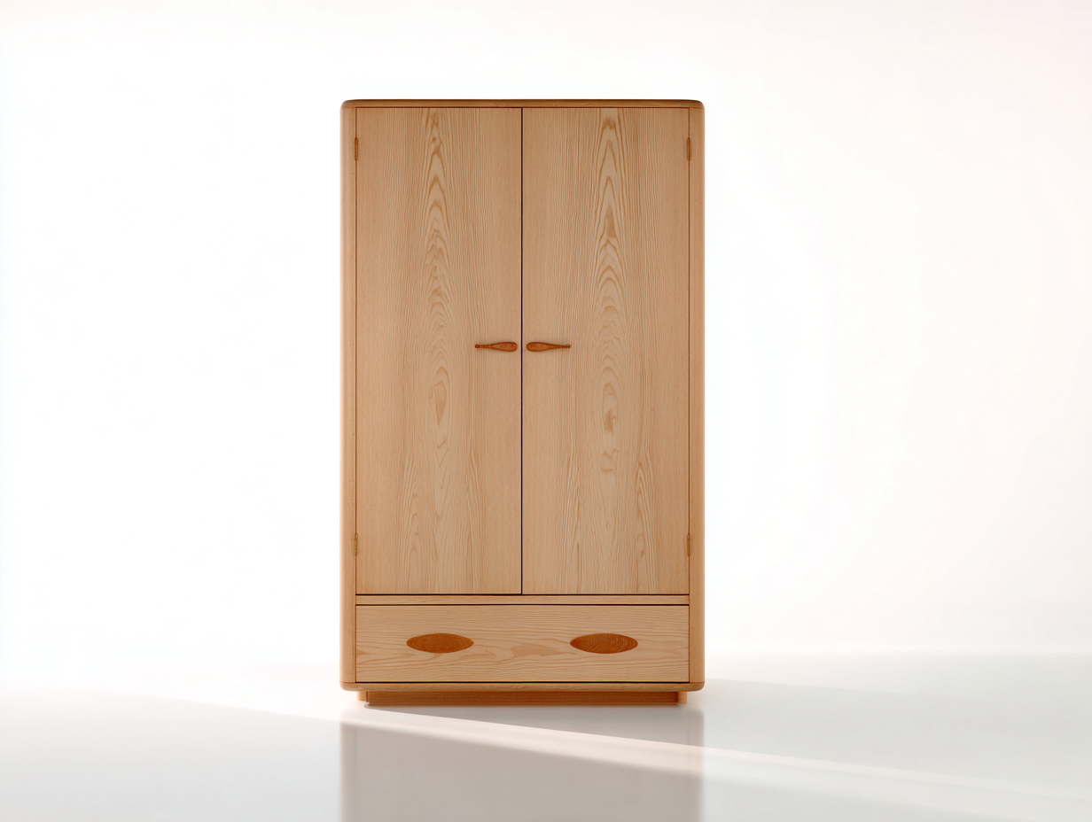 Kleiderschrank aus Kiefernholz 120x55x180 cm - Natur - klassischer Stauraum mit 2 Türen und 2 Schubladen-Fanaaliving