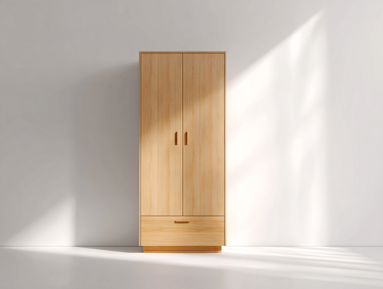 Kleiderschrank aus Holzwerkstoff 90x55x180 cm - Eichefarben - moderner Stauraum mit 2 Türen und 1 Schublade-Fanaaliving