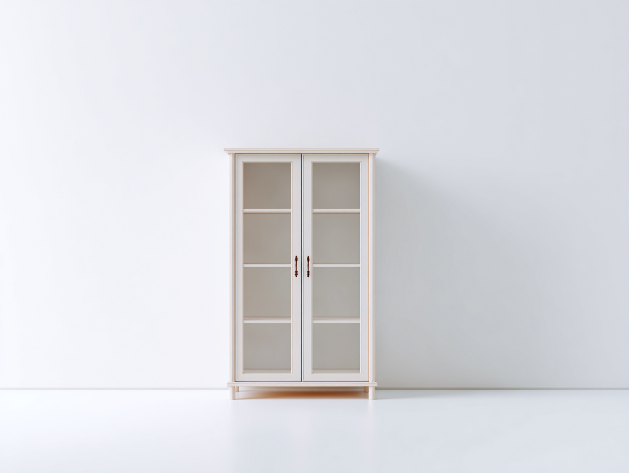 Vitrinen Holzwerkstoff Glas 90x36x160 cm - Weiß Naturholz - klassischer Stauraum für Wohnzimmer-Fanaaliving