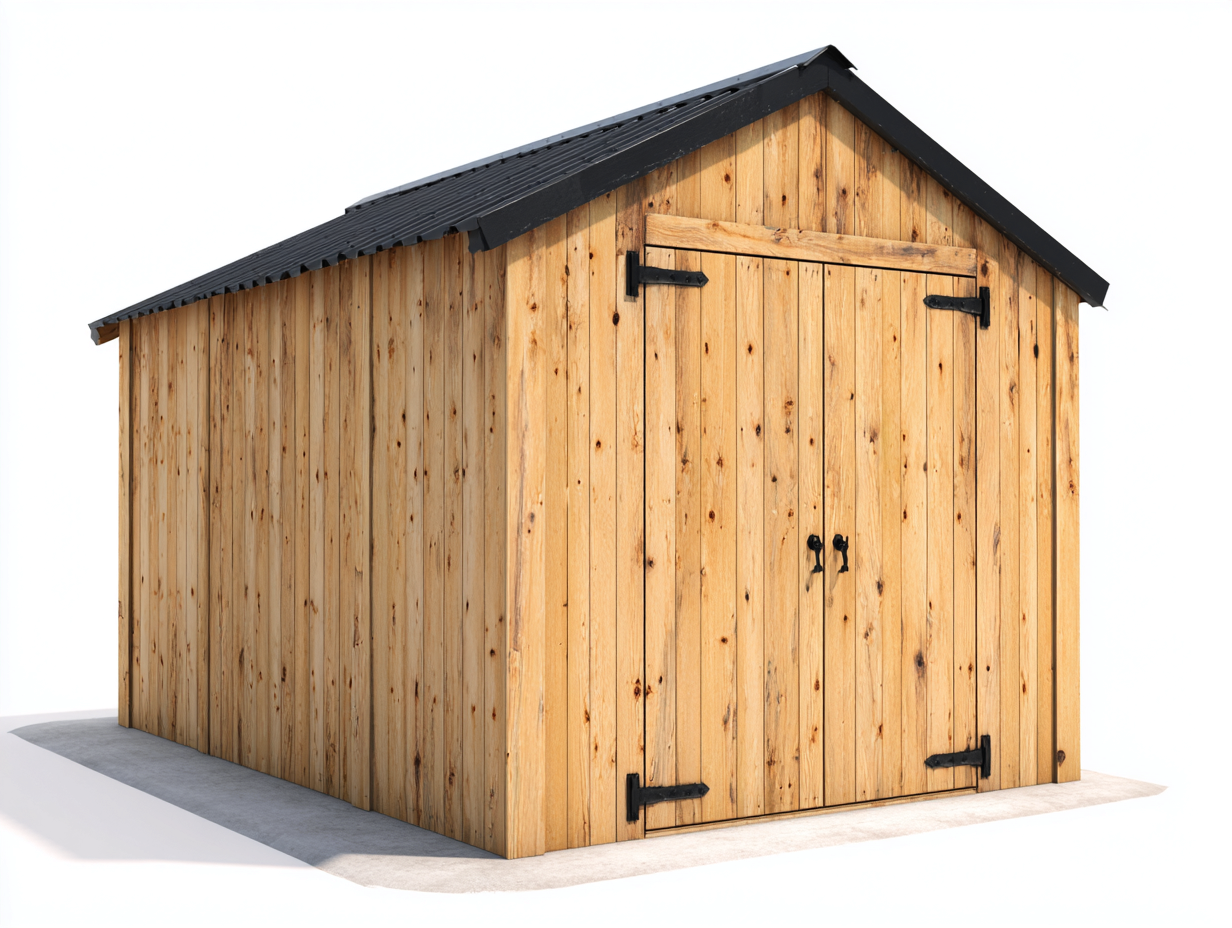 Gartenhäuser aus Holz 300 x 240 x 245 cm Naturholz Schwarz für Garten rustikales Design mit Doppeltür und Satteldach-Fanaaliving