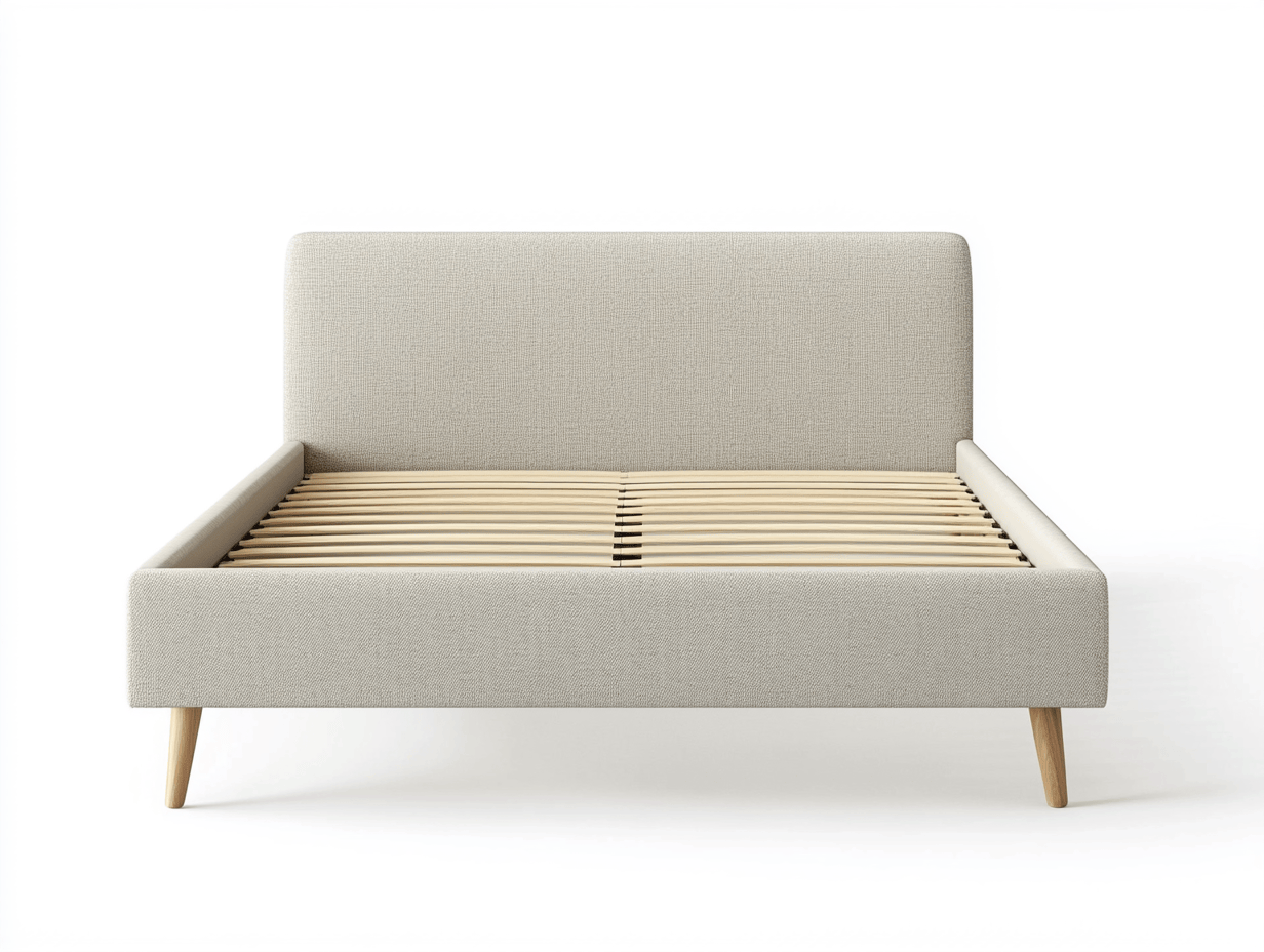 Doppelbett Stoff und Holz 210x170x105 cm - Beige - modernes Polsterbett für Schlafzimmer-Fanaaliving