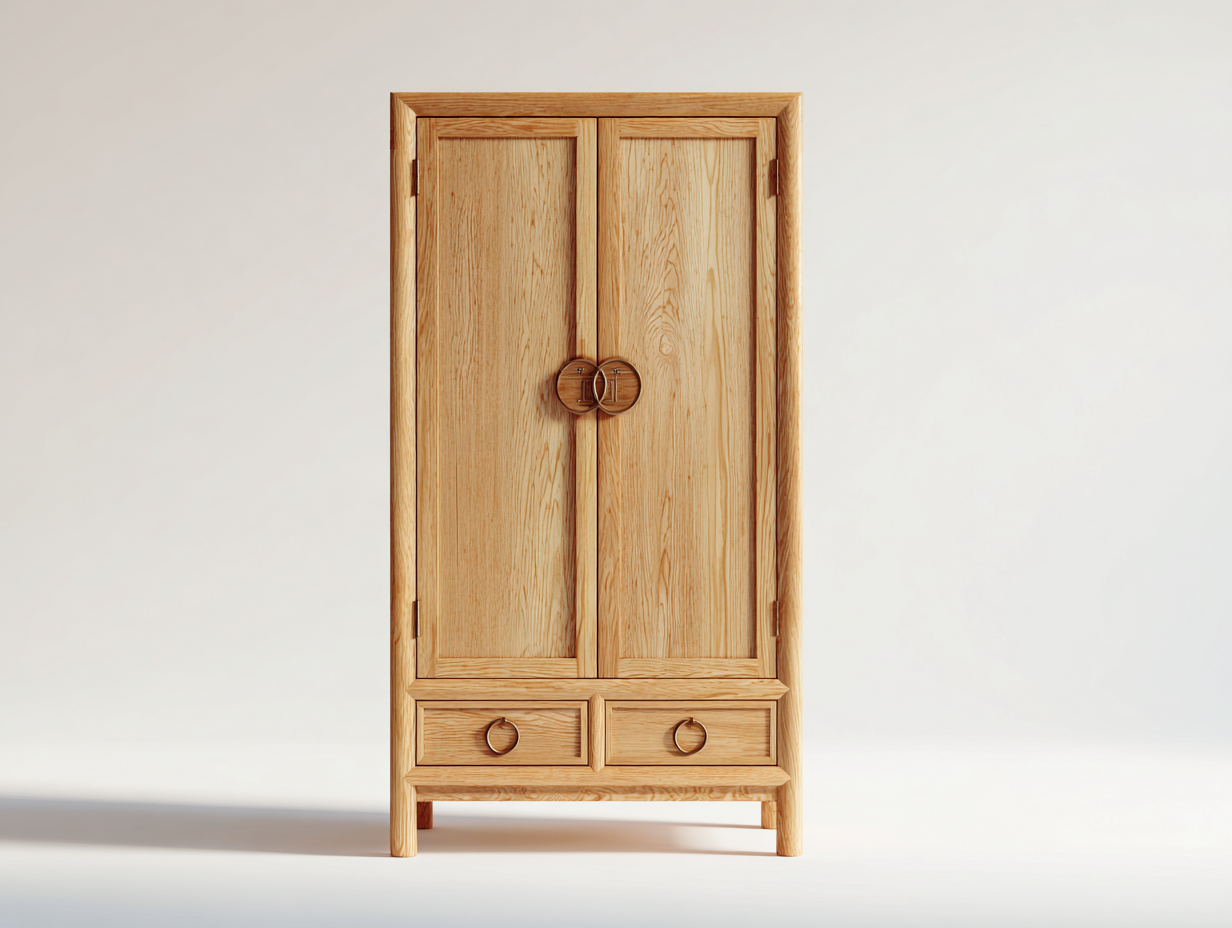 Kleiderschrank Holz 90x50x180 cm - Naturholz - klassischer Stauraum für Schlafzimmer-Fanaaliving