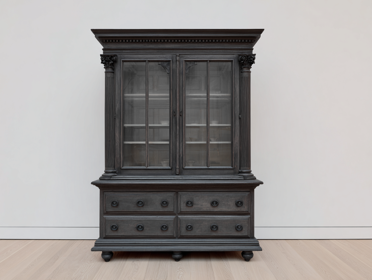 Vitrinen Holz und Glas 130x45x190 cm - Dunkelbraun - klassischer Stauraum für Wohnzimmer-Fanaaliving