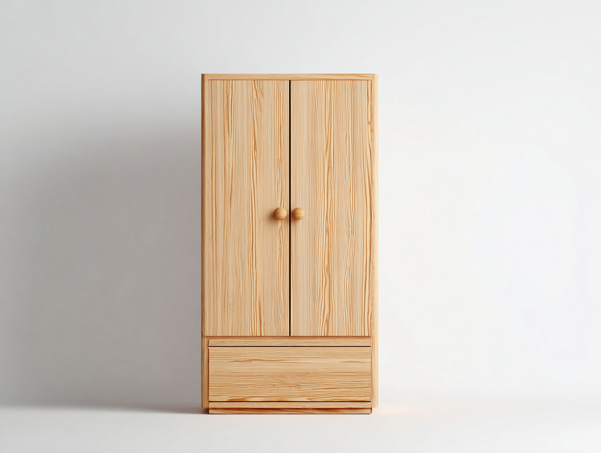 Kleiderschrank Holz 85x50x175 cm - Naturholz - moderner Stauraum für Schlafzimmer-Fanaaliving
