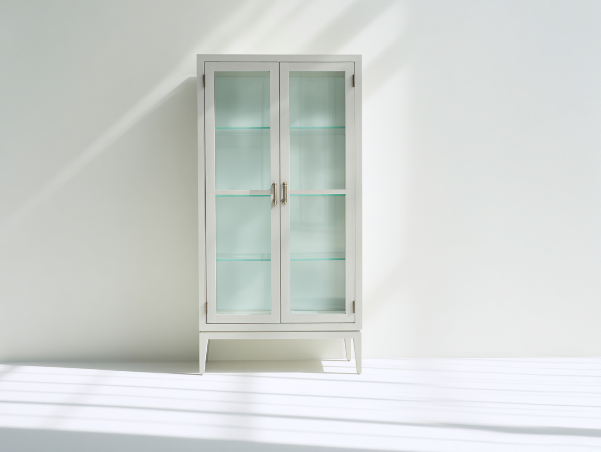Vitrinen aus Holzwerkstoff und Glas 80x40x170 cm - Weiß - Modernes Design mit 2 Türen für das Wohnzimmer-Fanaaliving