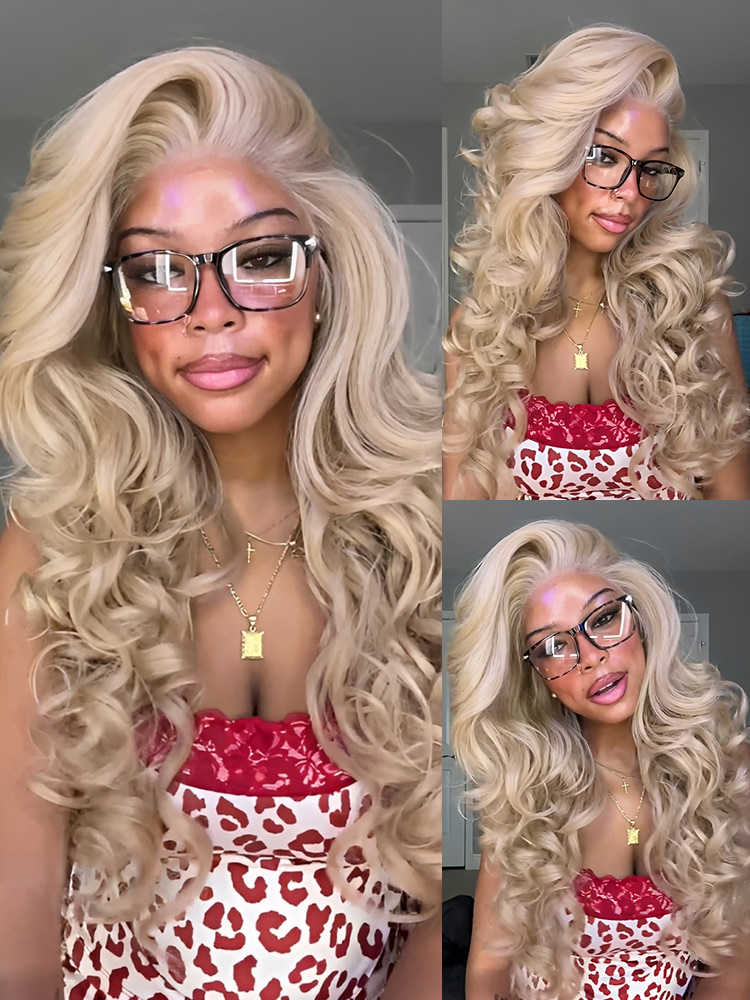 VibesWig 26inch13x6 Honey Blonde #27 Colored Lace Front Wig Blend Human Hair Wig
