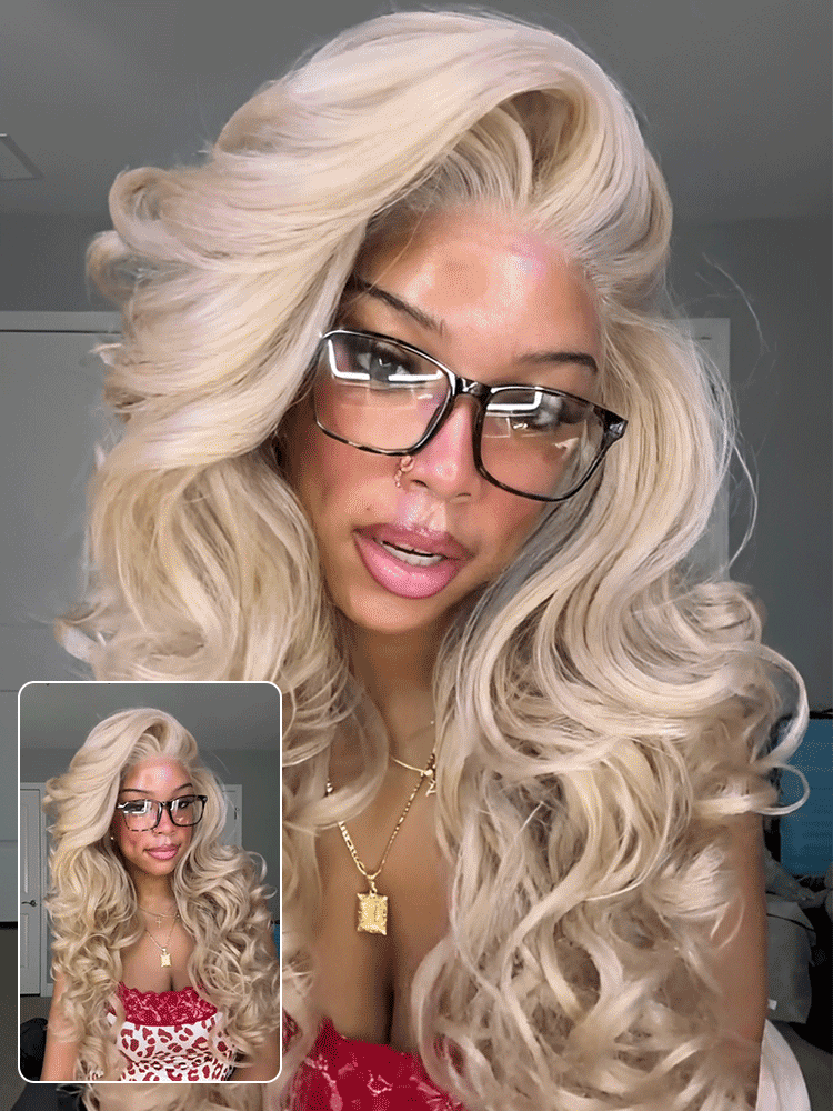 VibesWig 26inch13x6 Honey Blonde #27 Colored Lace Front Wig Blend Human Hair Wig