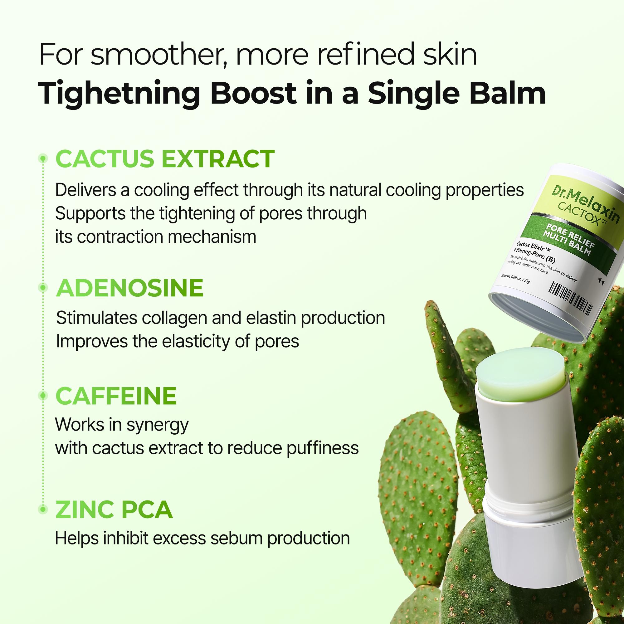 [Dr.Melaxin Official] Cactox & Collagen Multi Pore Firming Duo with Cactus Cooling & Eye Care Stick for Visible Pore Refining and Skin Repair