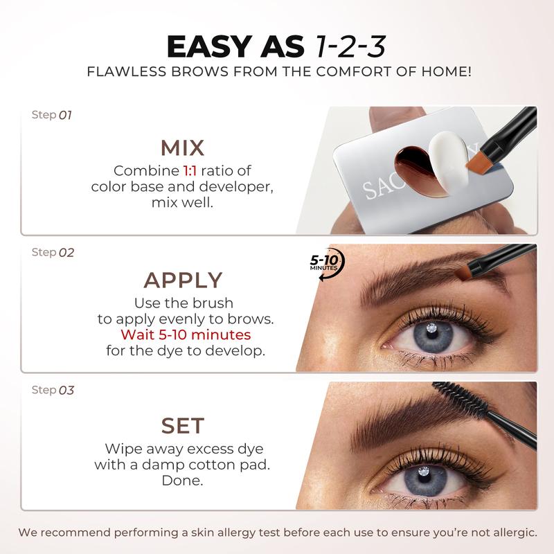 SACE LADY  Eyebrow Tint Kit,Long-lasting Waterproof Sweat-proof Eyebrow Dye Paste Set,Hair Color Kit Makeup Cosmetics