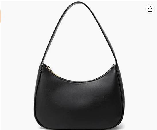 BLACK Shoulder Bags for Women, Cute Tote Handbag Mini Clutch Purse with Zipper Closure