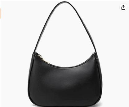 BLACK Shoulder Bags for Women, Cute Tote Handbag Mini Clutch Purse with Zipper Closure