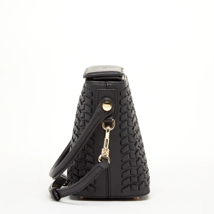 Black Leather Weave Bag