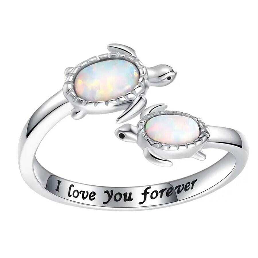 1pc Mother And Child Turtle Ring, Adjustable Sea Turtle Ring