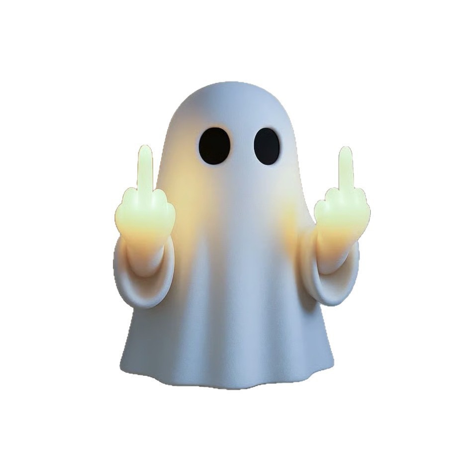Halloween Ghost Glowing Middle‑Finger Night Light, Hanging Decor Lamp for Porch, Bedroom, Balcony Ambience Decoration