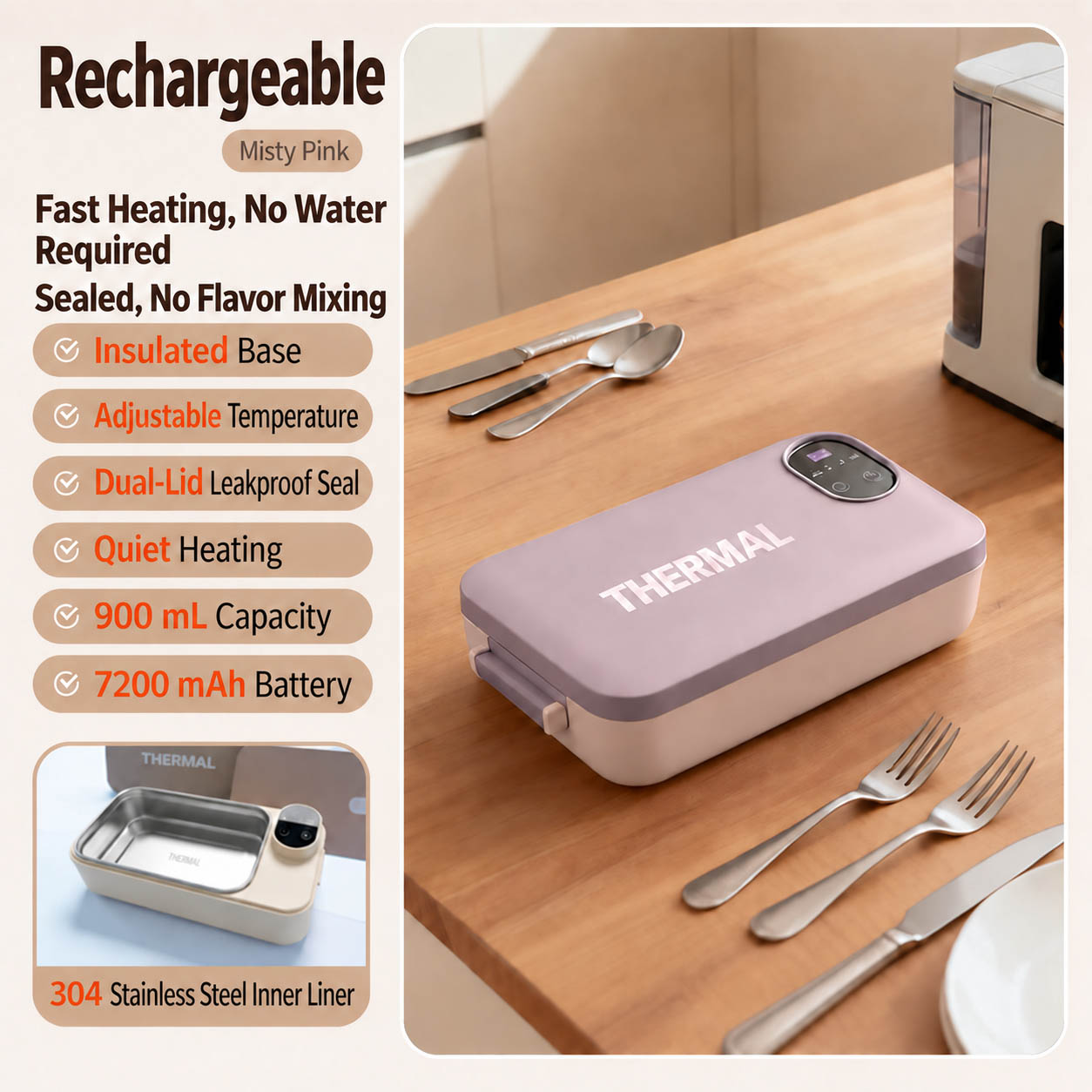 ⚡ Portable Electric Lunch Box With Self-heating 🔋🌡