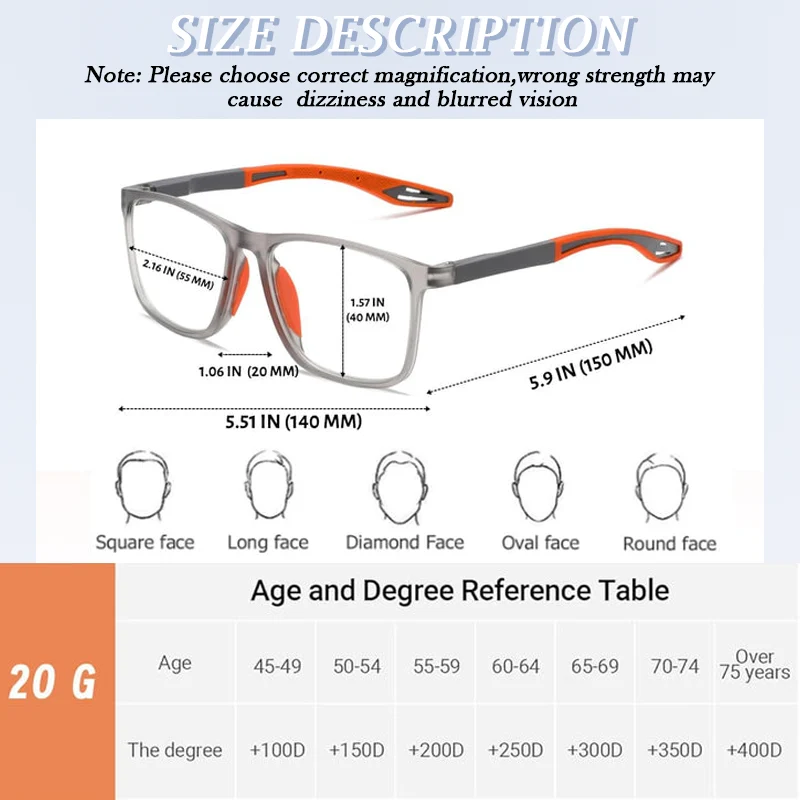 Multi-focus Progressive Reading Glasses – Blue Light Blocking, Ultra-light Sports Frame, Perfect For Distance And Near Vision – Fashionable Eyewear For Seniors