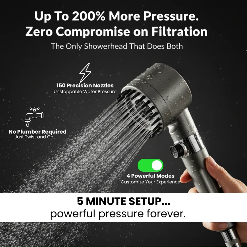 Showerhead Set For Home Bathrooms: Handheld, Powerful, With Filter, Purifier, And Pressure-boosting Hose