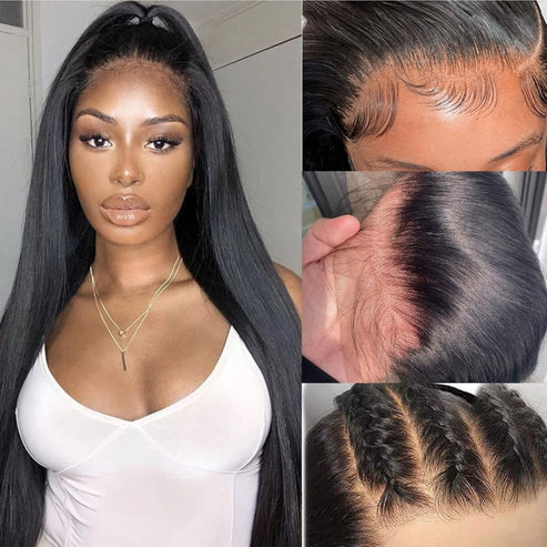 Straight Hd Transparent Lace Front Wigs Human Hair