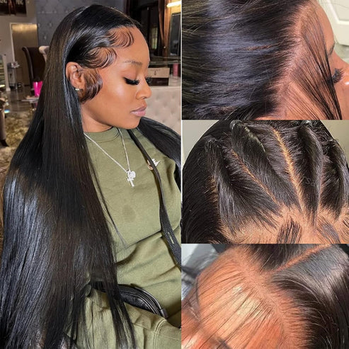 Straight Hd Transparent Lace Front Wigs Human Hair