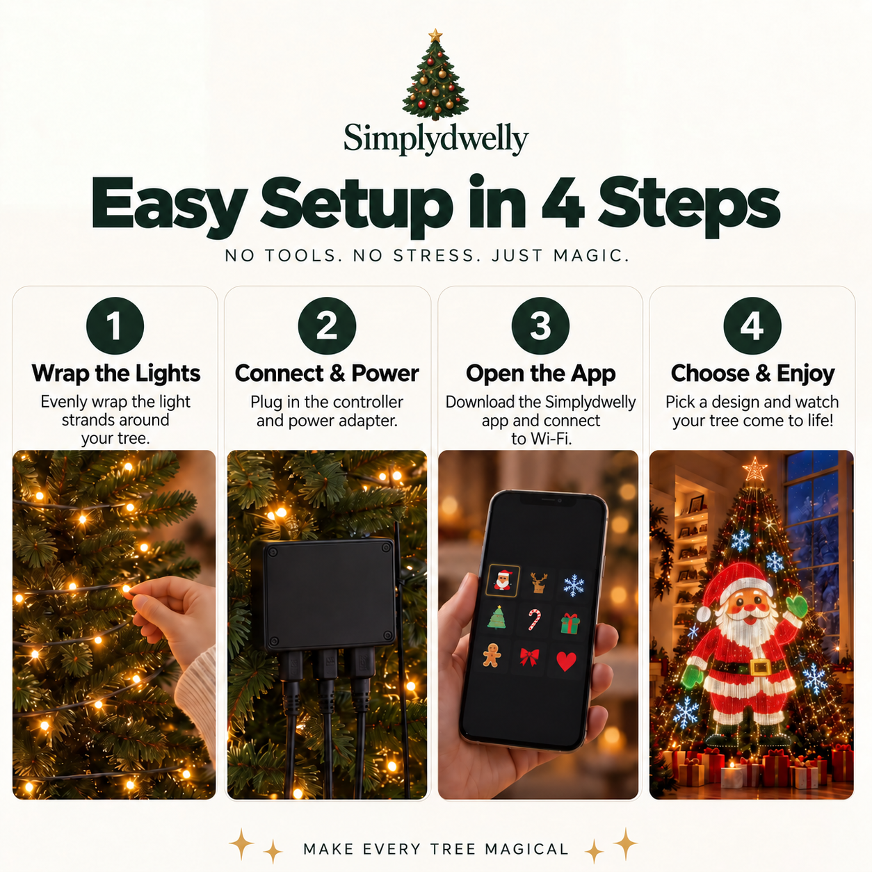 Christmas Tree String Lights For Holiday Decorations: Smart Rgb Led Tree Lights
