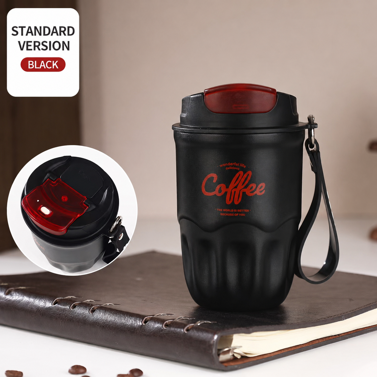 Coffee Vacuum Flask, 1 Count Portable Coffee Cup With Lid & Handle, Stainless Steel Insulated Water Bottle For Home, Office, And Outdoor Use, Insulated Travel Drinkware, Travel Coffee Mugs