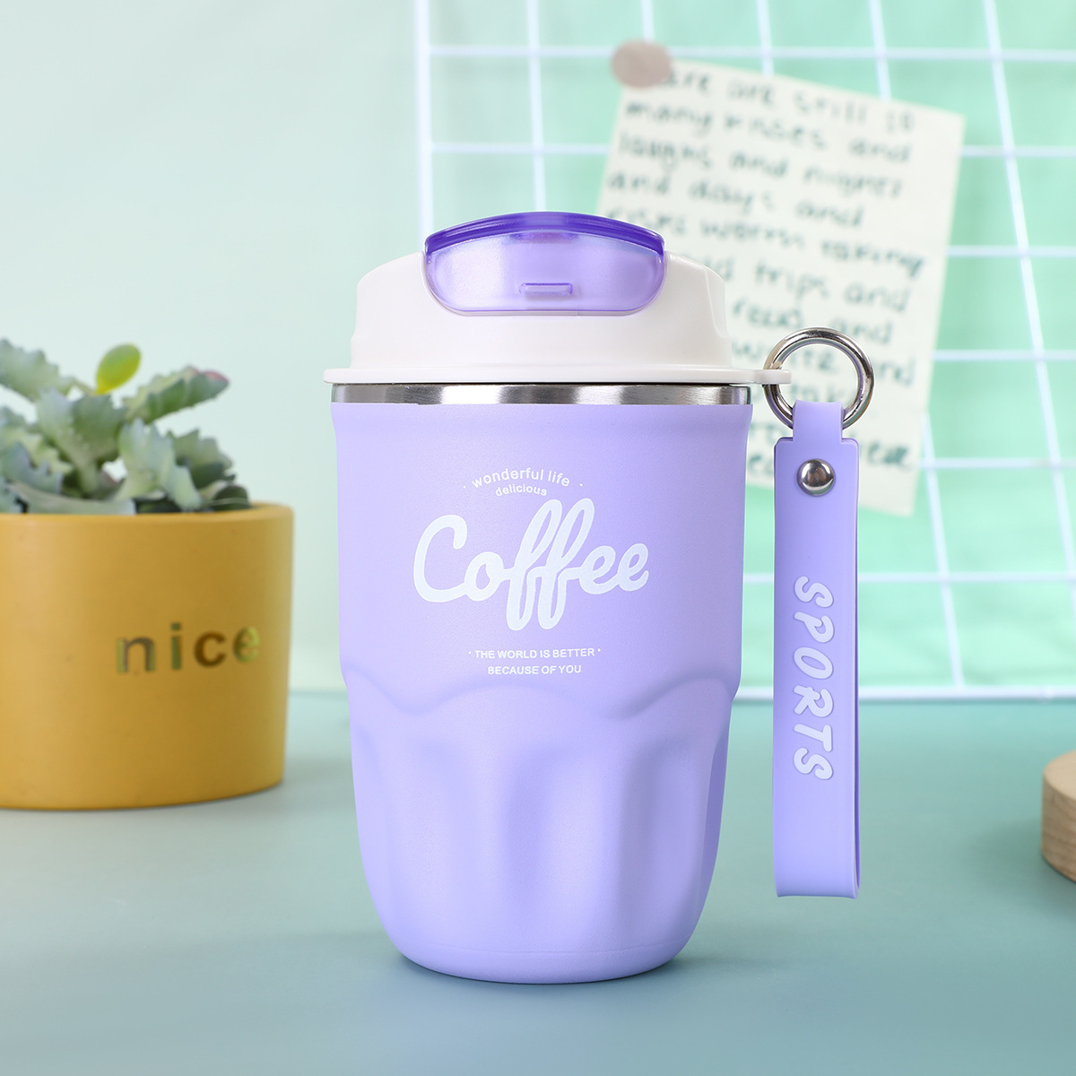 Coffee Vacuum Flask, 1 Count Portable Coffee Cup With Lid & Handle, Stainless Steel Insulated Water Bottle For Home, Office, And Outdoor Use, Insulated Travel Drinkware, Travel Coffee Mugs