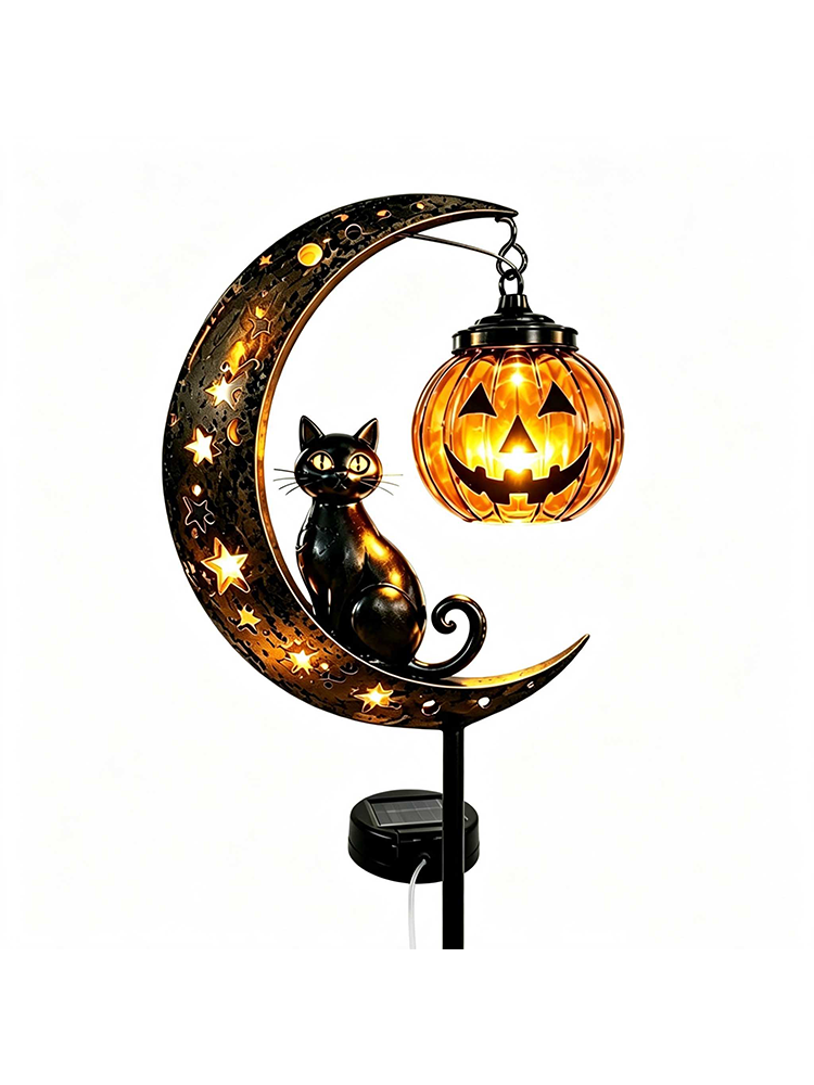 Solar-powered Moon And Black Cat Pumpkin Garden Stake Light🎃