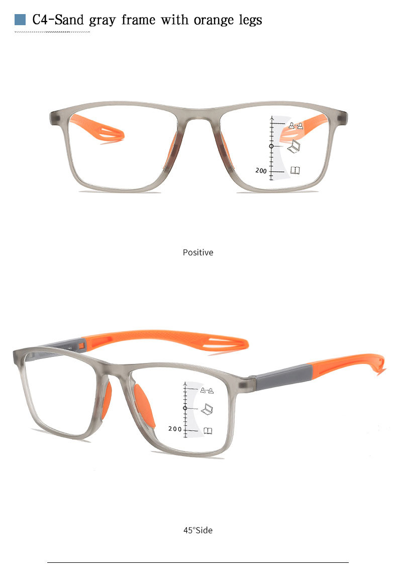 Multi-focus Progressive Reading Glasses – Blue Light Blocking, Ultra-light Sports Frame, Perfect For Distance And Near Vision – Fashionable Eyewear For Seniors