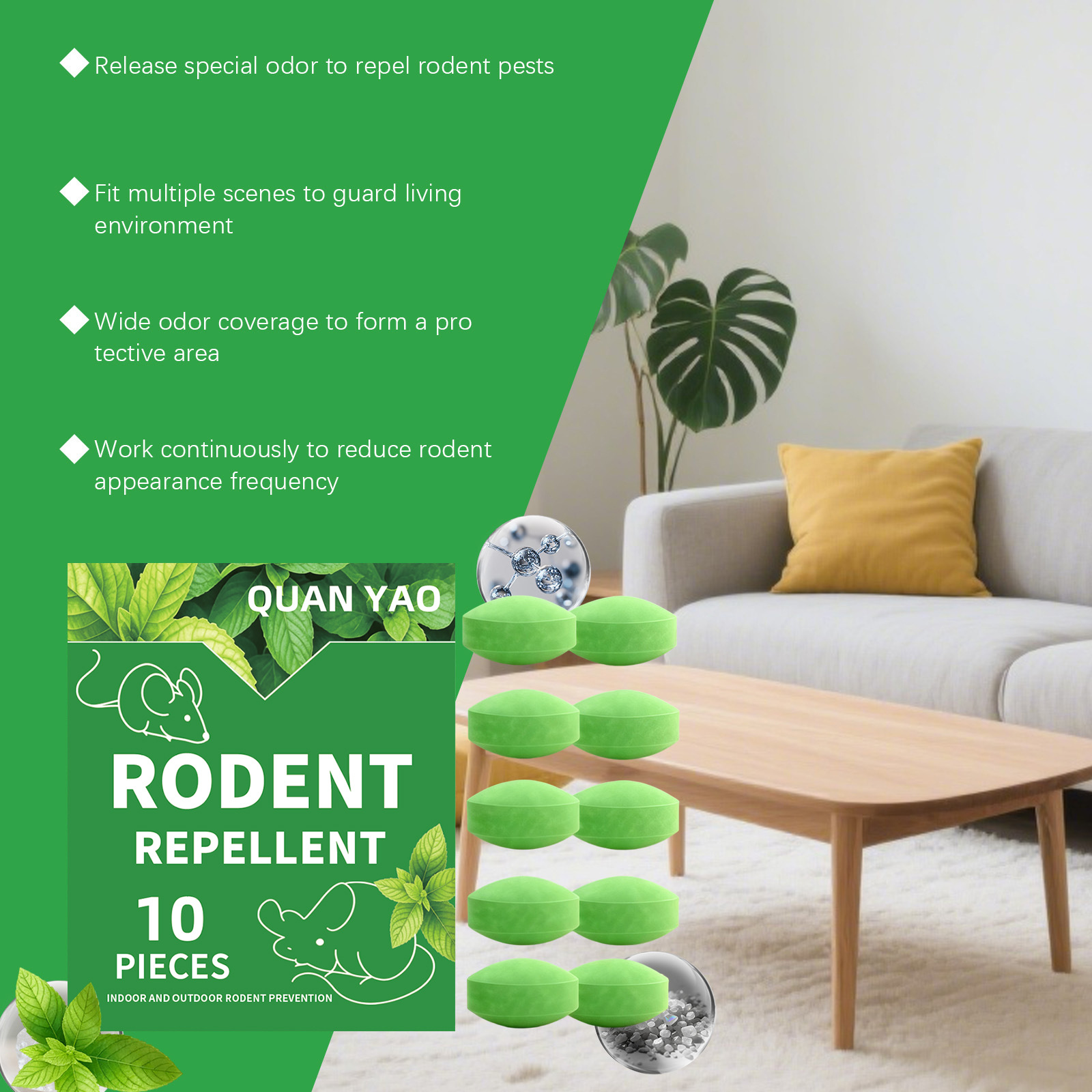 Natural Rodent Repellent Balls For Indoor Use — Protects Furniture From Chewing, Freshens Air With A Gentle, Long-lasting Scent