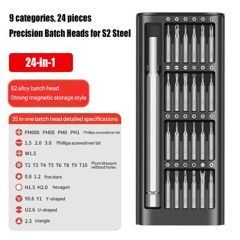 Screwdriver Set Hexagonal Triangle Small Notebook Disassembly Tool Combination Multifunctional 24 In One Screwdriver Head