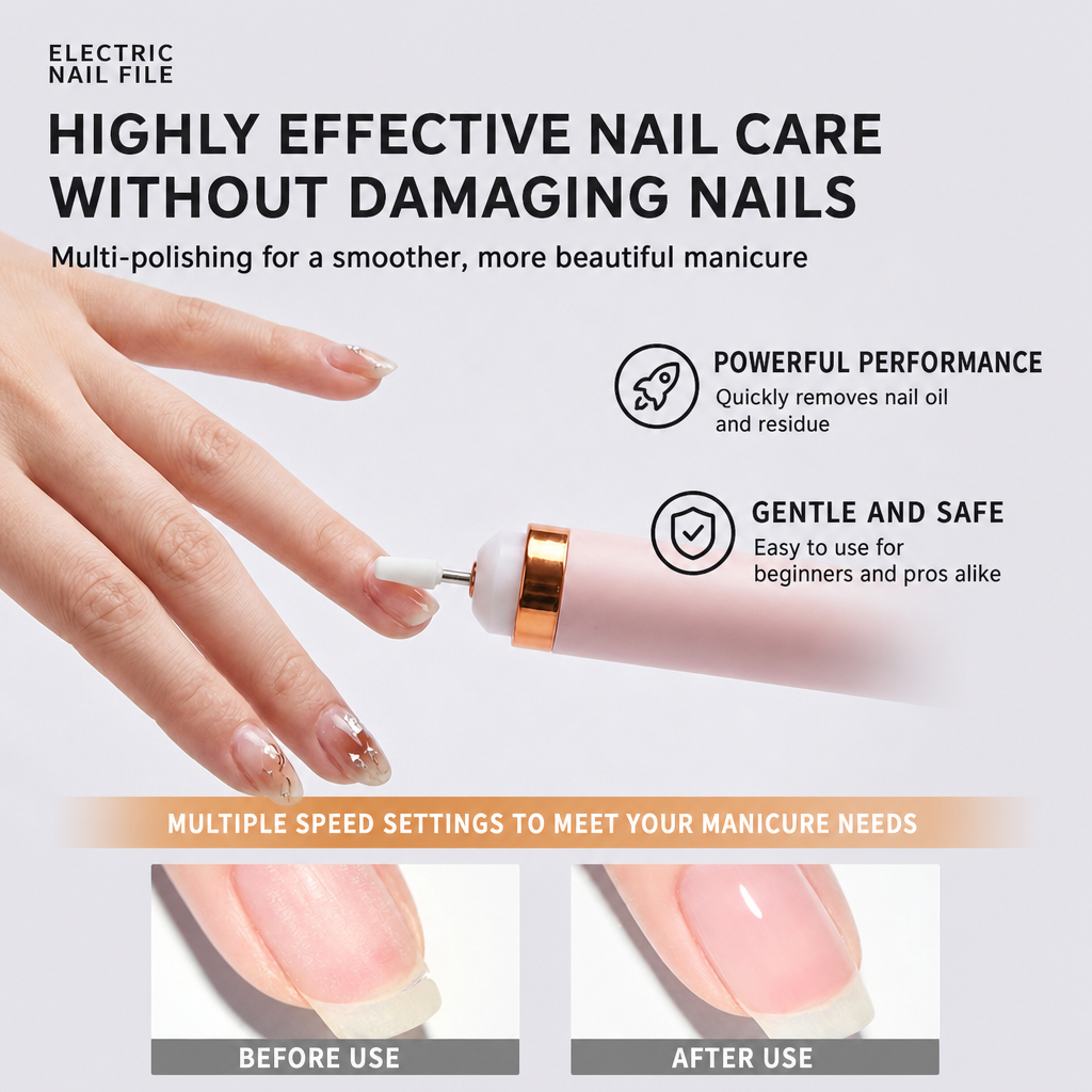 Electric Nail Drill File, Portable Manicure E-file For Acrylic Nails, Gel Remover & Polisher, Mini Cordless Nail Grinder
