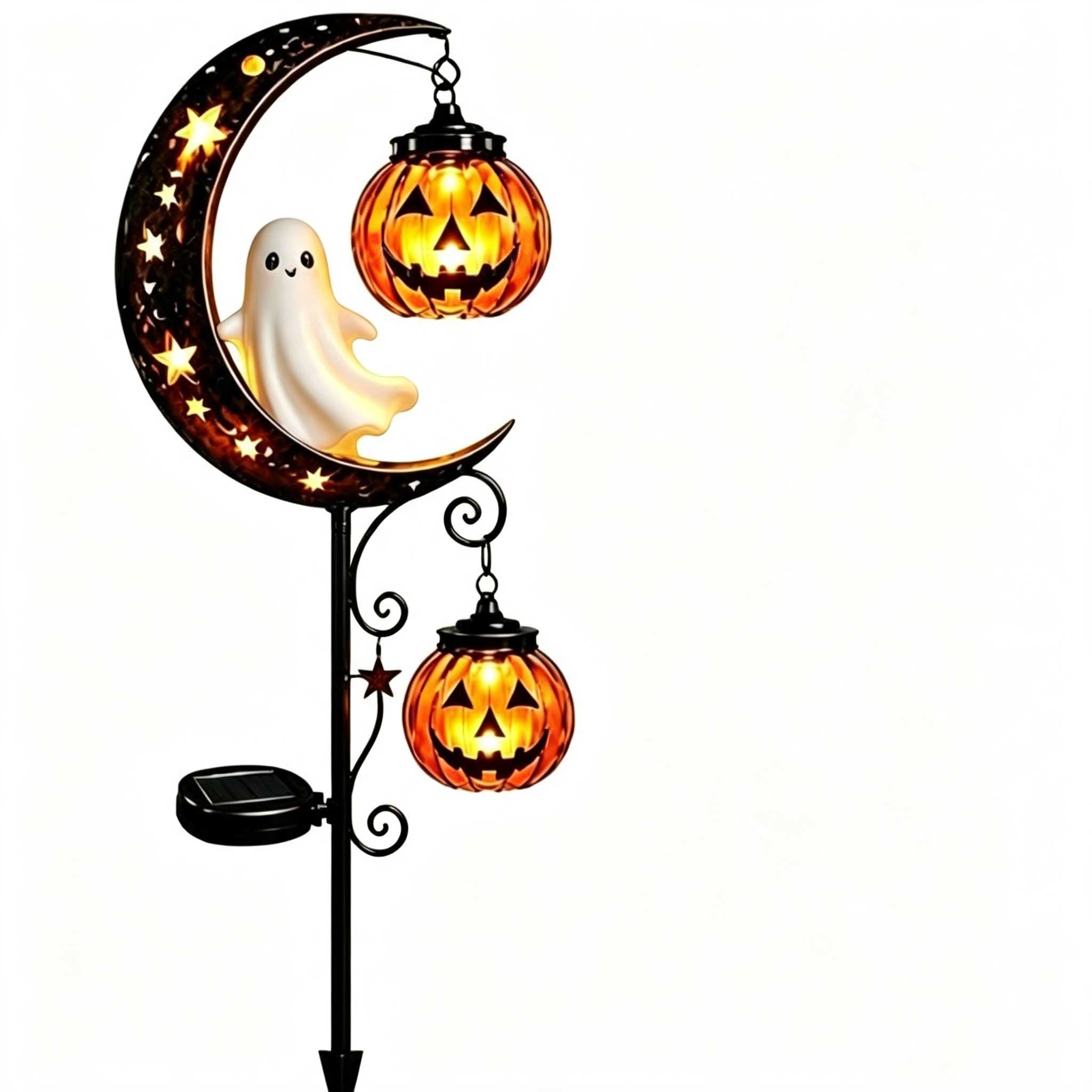 Solar-powered Moon And Black Cat Pumpkin Garden Stake Light🎃