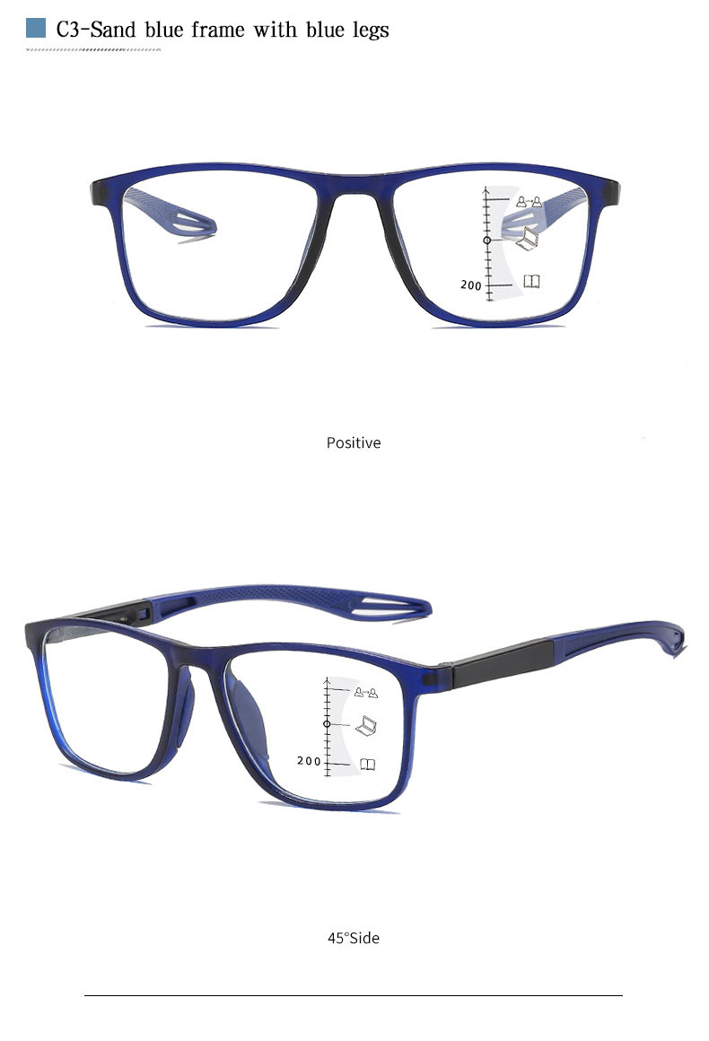 Multi-focus Progressive Reading Glasses – Blue Light Blocking, Ultra-light Sports Frame, Perfect For Distance And Near Vision – Fashionable Eyewear For Seniors