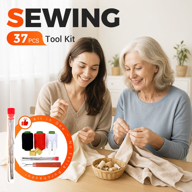 34-piece Value Hand Sewing Needle Set – Large-eye Easy-thread Steel Needles With Thread, Ideal For Quilt & Comforter Mending