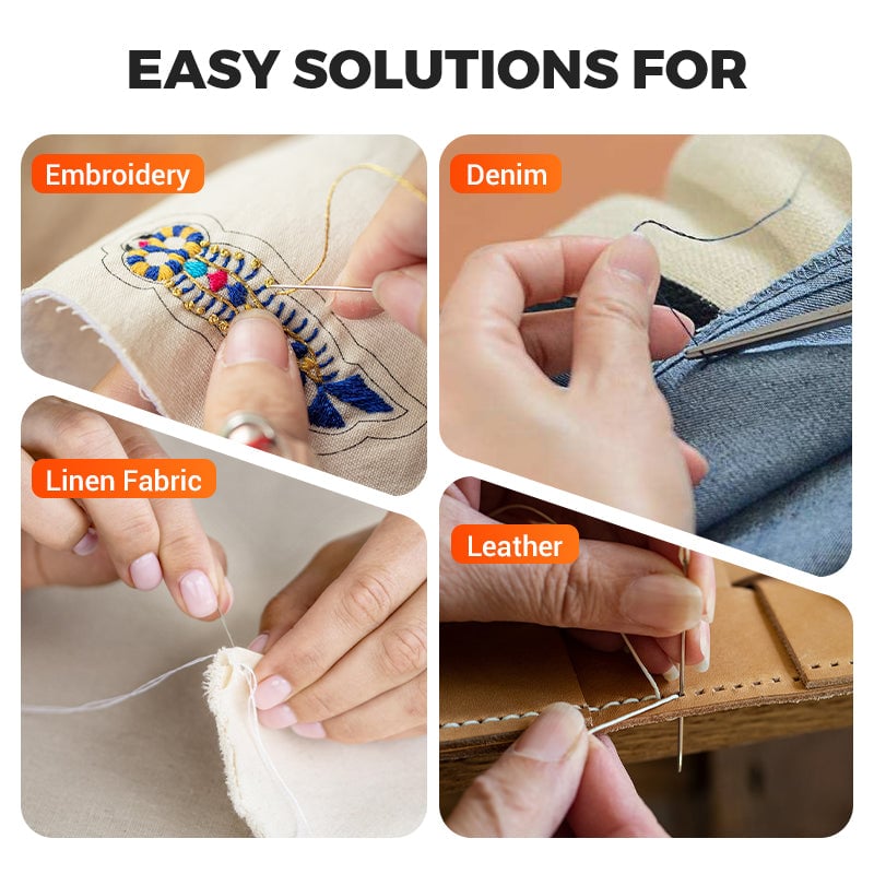 34-piece Value Hand Sewing Needle Set – Large-eye Easy-thread Steel Needles With Thread, Ideal For Quilt & Comforter Mending
