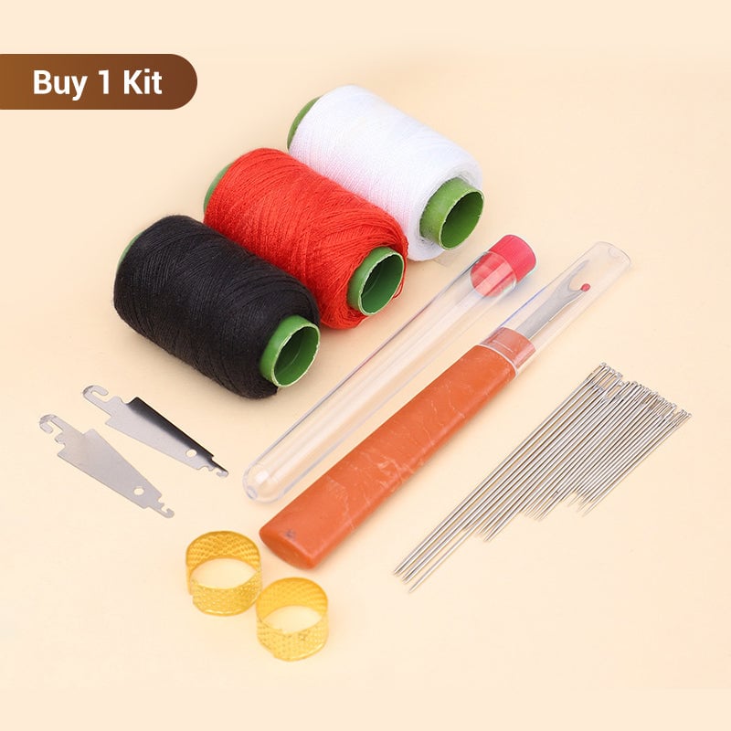 34-piece Value Hand Sewing Needle Set – Large-eye Easy-thread Steel Needles With Thread, Ideal For Quilt & Comforter Mending